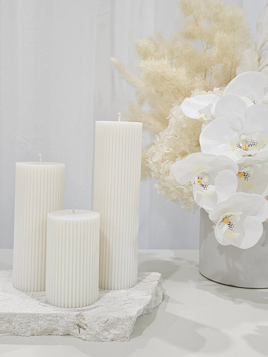 Ribbed Pillar 3 Piece Set Candles